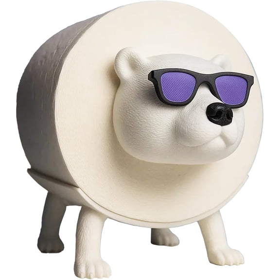 Freestanding 3D Printed Polar Bear Toilet Paper Holder, Novelty Bathroom TP Stand