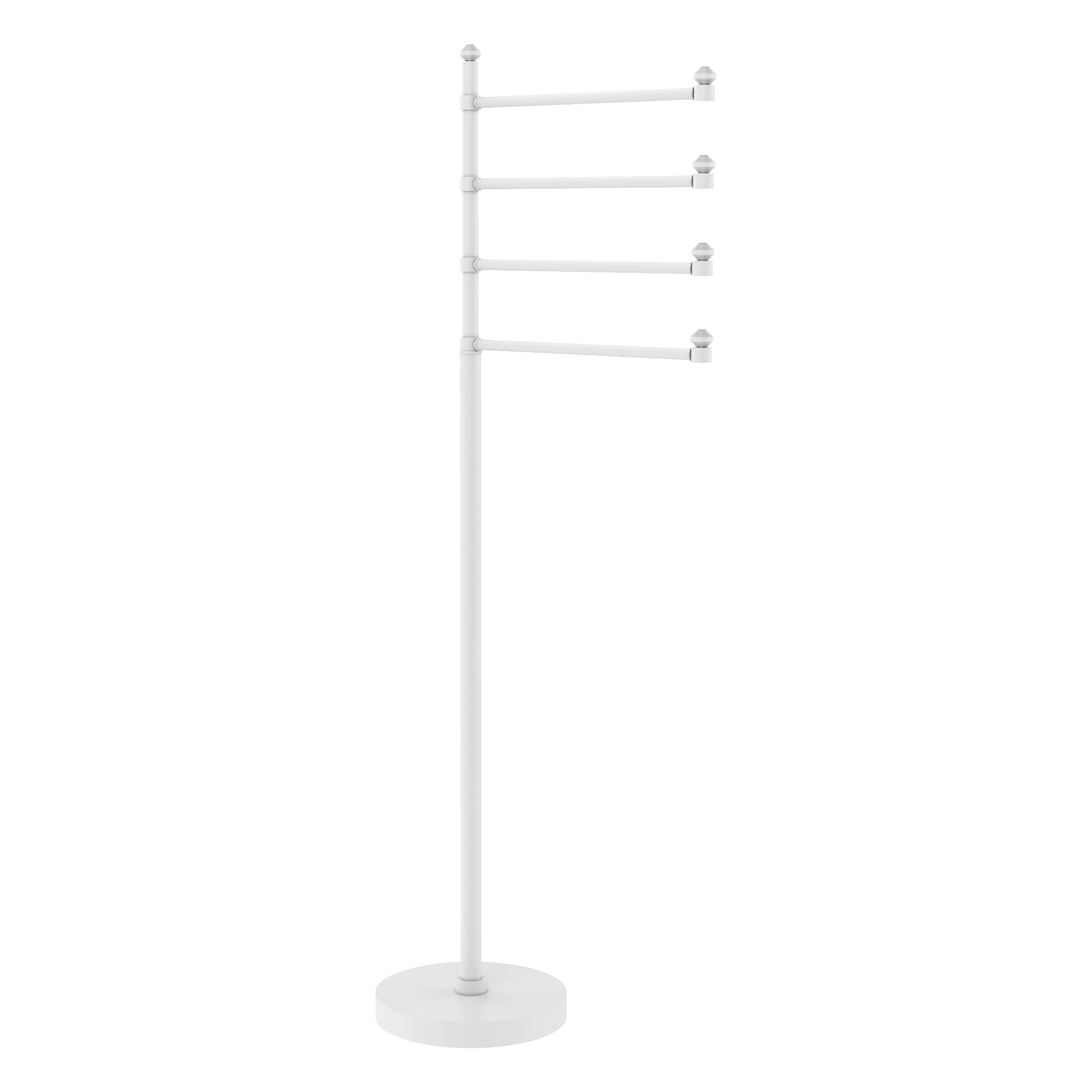 Freestanding 4 Pivoting Swing Arm Towel Stand Matte White
