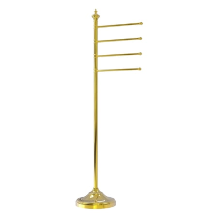 Freestanding 4 Pivoting Swing Arm Towel Valet - Polished Brass