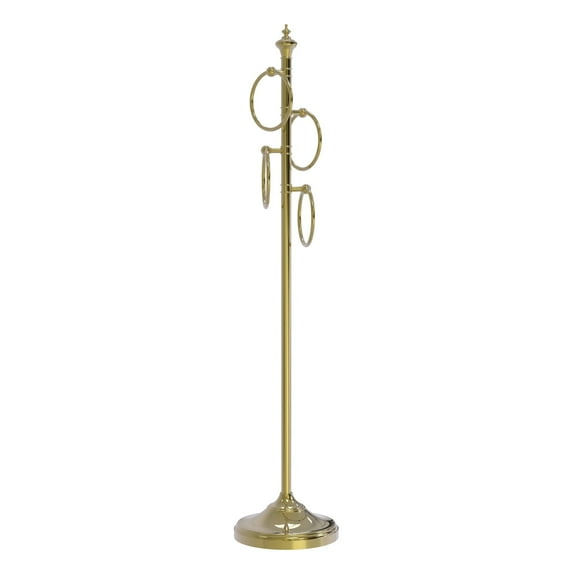 Freestanding 4 Towel Ring Stand - Unlacquered Brass