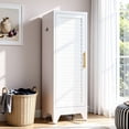 Freestanding 47.2 Inch Slim Metal Wardrobe Cabinet, Classic White ...