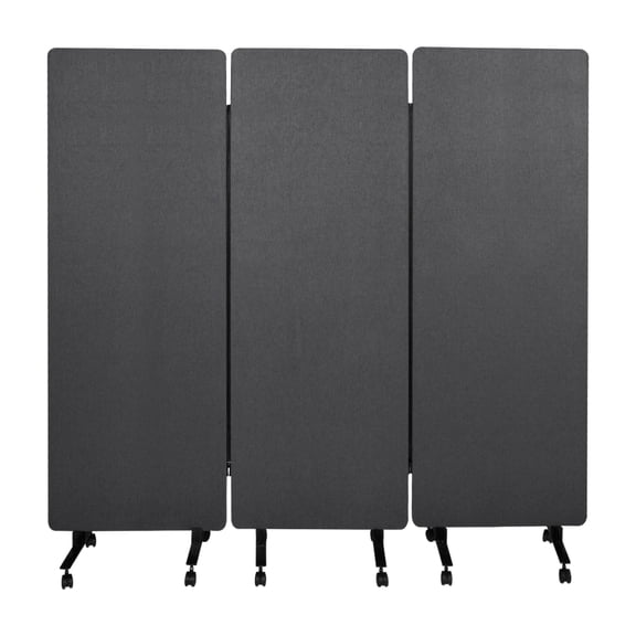 Freestanding Acoustic Room Divider, 3 Panel PET Polyester Soundproof Room Screen with Wheels, Portable Partition Divider for Office, Reception Room, School, Hospital