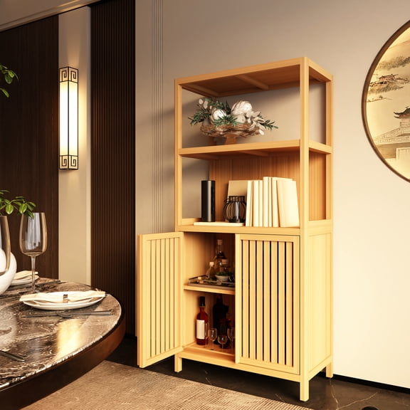 Freestanding Bamboo Organizer with Wide Tabletop - Tidy Entryway Things