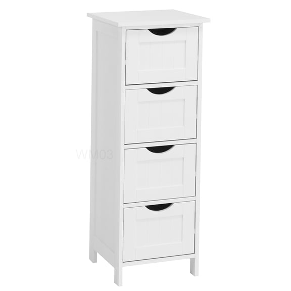 Freestanding Bathroom Cabinet Organizer with Drawers, White MDF Storage Tower for Vanity & Home