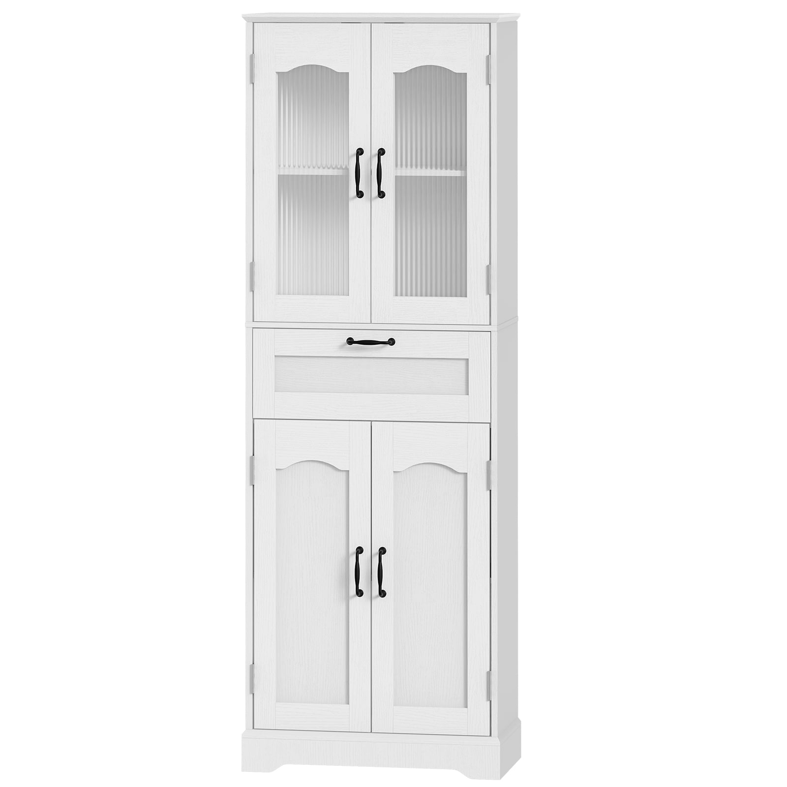 Freestanding Bathroom Cabinet with Reeded Glass Doors, White WT04BC01