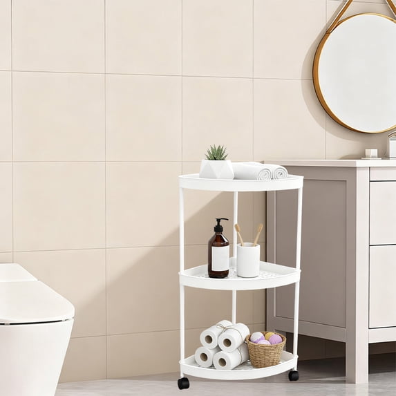 Freestanding Bathroom Corner Shelf - Plastic Toiletries Storage Rack for Shower Organizer - Space Saving Organizer for Bedroom or Living Room - 12.80x21.26 Inch 1 Pack
