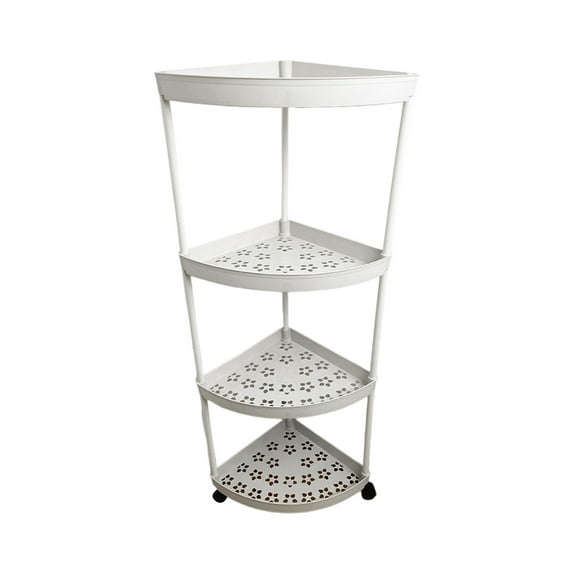 Freestanding Bathroom Corner Shelf Rack, Plastic Storage Organizer for Toiletries, Space-Saving Black Bathroom Storage Shelf for Home