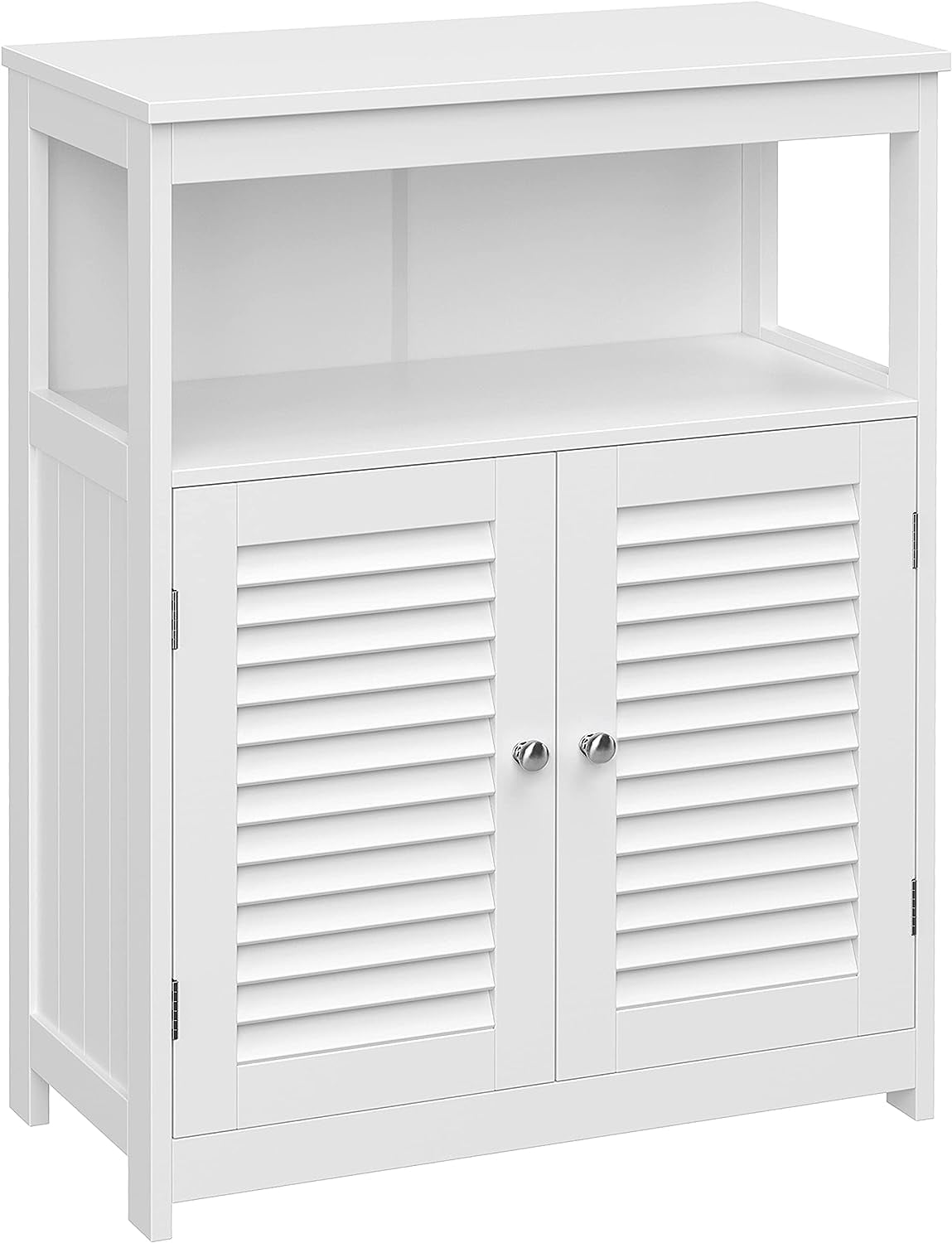 White Freestanding Bathroom Floor Cabinet with Shutter Doors