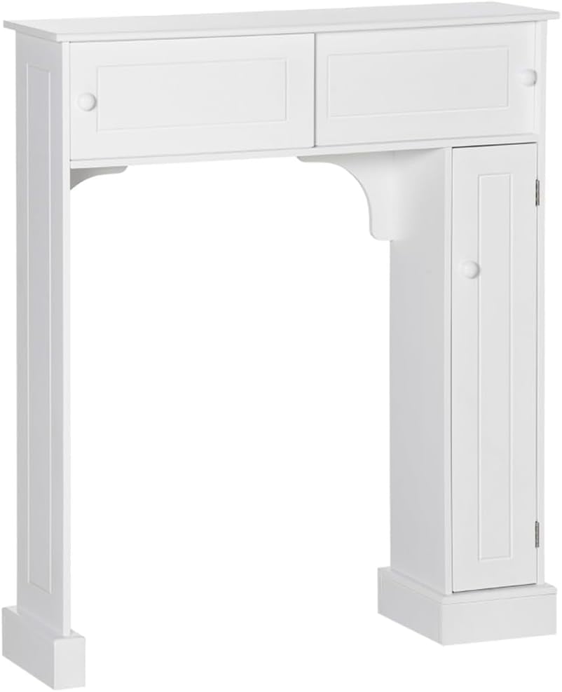 White MDF Over-the-Toilet Bathroom Cabinet with Adjustable Shelves