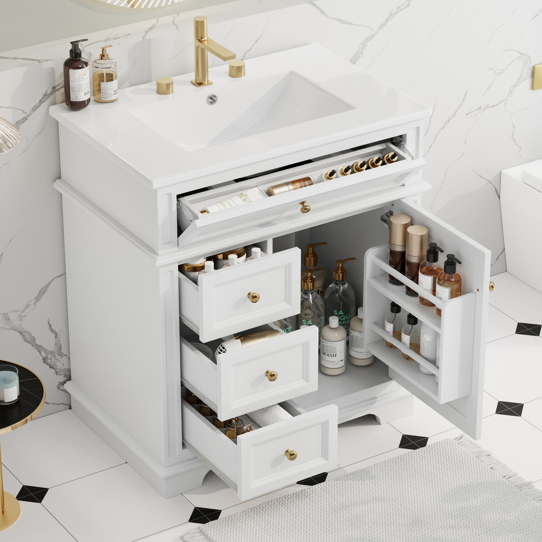 Vanity Keep Freestanding Bathroom Vanity / Cabinet with Door Shelf & Drawers / Keep ...