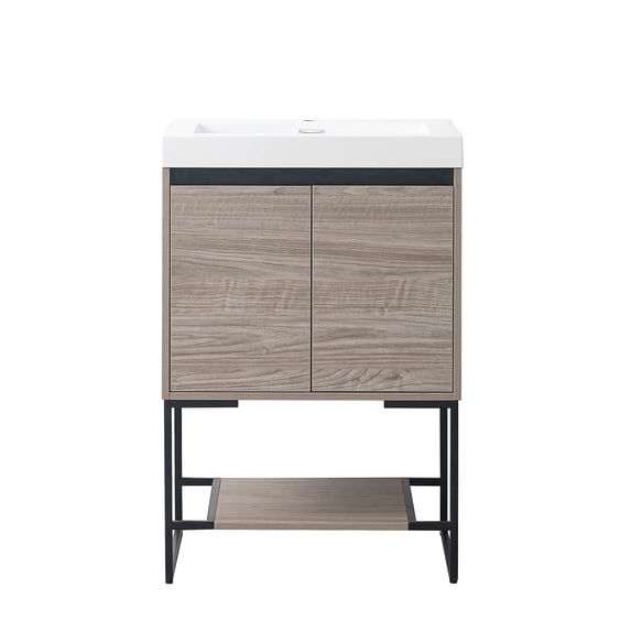 Freestanding Bathroom Vanity Set with Open Shelf