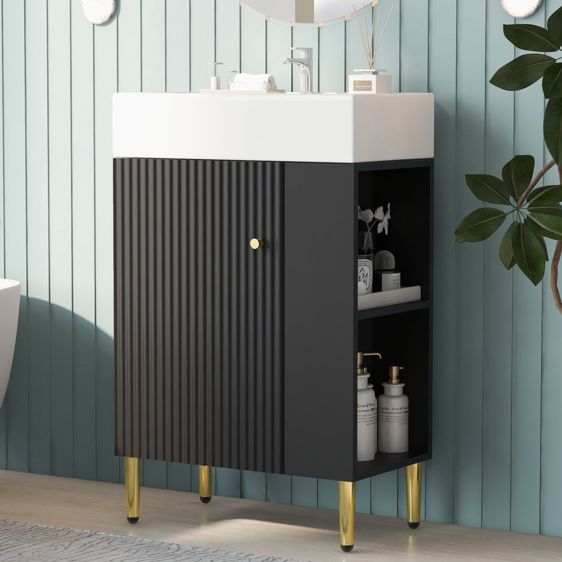 Freestanding Bathroom Vanity with Sink, Bathroom Sink Storage Cabinet ...