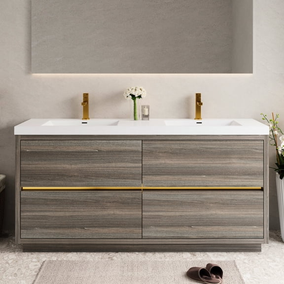 Freestanding Bathroom Vanity with 4 Drawers for Organizing Cosmetics and Essentials