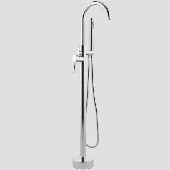 Freestanding Bathtub Faucet Chrome Floor Mount Filler with Handheld Shower and Swivel Spout