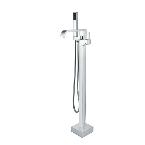 Freestanding Bathtub Faucet, Floor Mount Bathtub Faucet with 2 Water Outlet Modes, Sivwel Gooseneck Spout with Hand Shower,Stainless steel Single Handle Tub Filler
