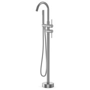 Freestanding Bathtub Faucet Floor Mount Tub Filler, Freestanding Tub Filler Standing High Flow Shower Faucets with Handheld Shower Mixer Taps Swivel Spout