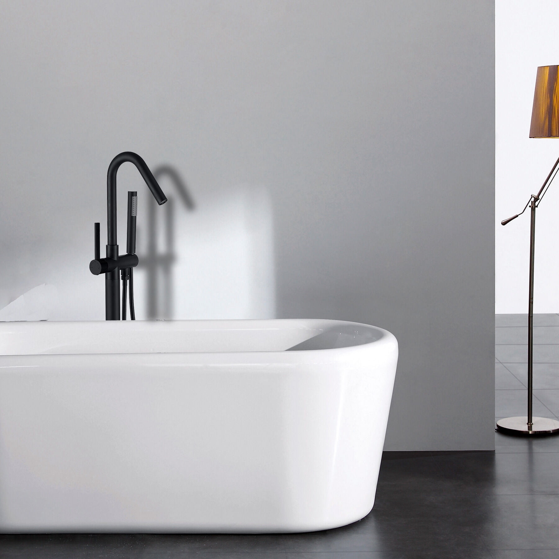 Freestanding Bathtub Faucet, Freestanding Bathtub Faucet with Hand Shower, Matt Black Freestanding Tub Filler,Metal Standalone Tub Faucet, Bath & Faucets Freestanding Tub Faucets