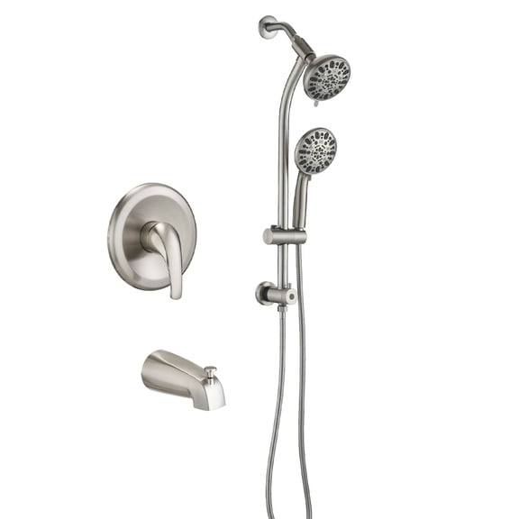 Freestanding Bathtub Faucet, Tool-Free Shower Combo 7-Spray Brushed Nickel 1.8GPM, Brushed Nickel Freestanding Tub Filler,Abs,Stainless Steel Standalone Tub Faucet