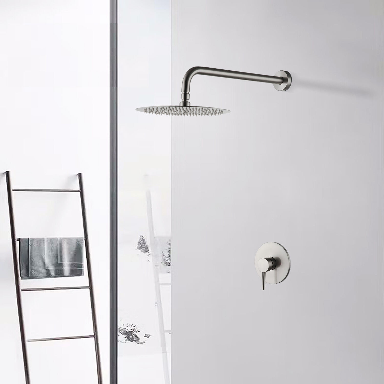 Freestanding Bathtub Faucet, Wall Mounted Shower Faucet in Brushed nickel (Valve Included), Brushed Nickel Freestanding Tub Filler,Brass Standalone Tub Faucet