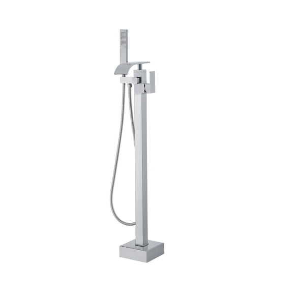 Freestanding Bathtub Filler, 360 Swivel Tub Spout, Shower Mixer Tap, Dual Mode Handheld Shower, Solid Brass & 304 Stainless Steel, Bathroom Faucet
