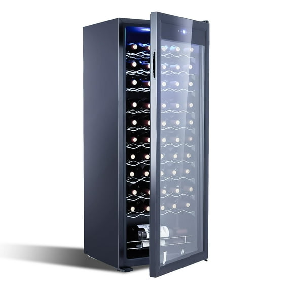 Freestanding Beverage Refrigerator Cooler, 55 Bottles Wine Cooler Refrigerator with Glass Door for Drinks Beer Wine Soda
