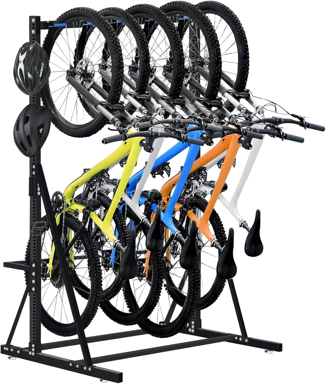 Freestanding Bike Rack - Heavy Duty 5-Bike Vertical Stand, Width: 53 ...