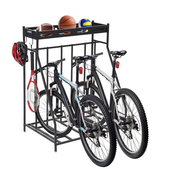 Freestanding Bike Stand Rack with Adjustable Range1.5"-4",Vertical Bike Stand with Storage Basket,Bicycle Storage Organizer for Mountain,Road,Hybrid