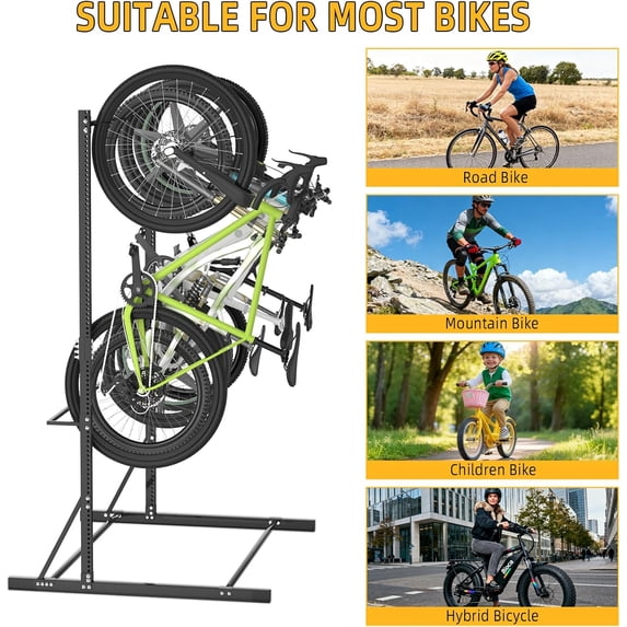 Freestanding Bike Storage Rack, 5 Bikes Vertical Bike Storage Rack, High-adjustable Heavy Duty Bike Stand for Garage$$Sport & Recreation Other