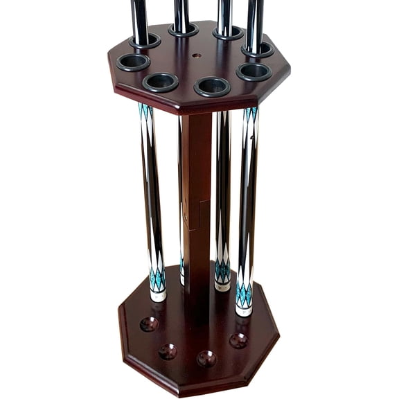 Freestanding Billiard Cue Rack, Pool Table Accessories Hold 8 Cues, Pool Cue Stick Holder, Wooden Floor Stand Pool Cue Holder for Billiard Game Room (Mahogany)