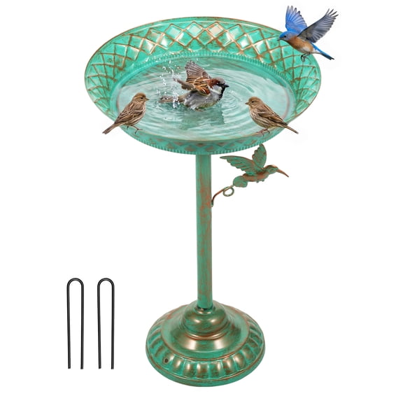 Freestanding Bird Bath 25 Inch Outdoor Pedestal Birdbath and Feeder with Sturdy Base Gradient Color for Garden Patio Yard Decoration