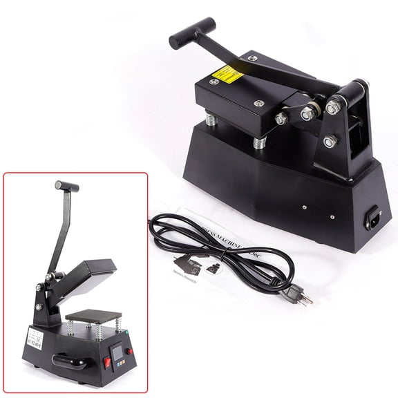 Freestanding Black Heat Press Machine Clothing Logo Printing for Transfer Stickers Labels 4.7x4.7"