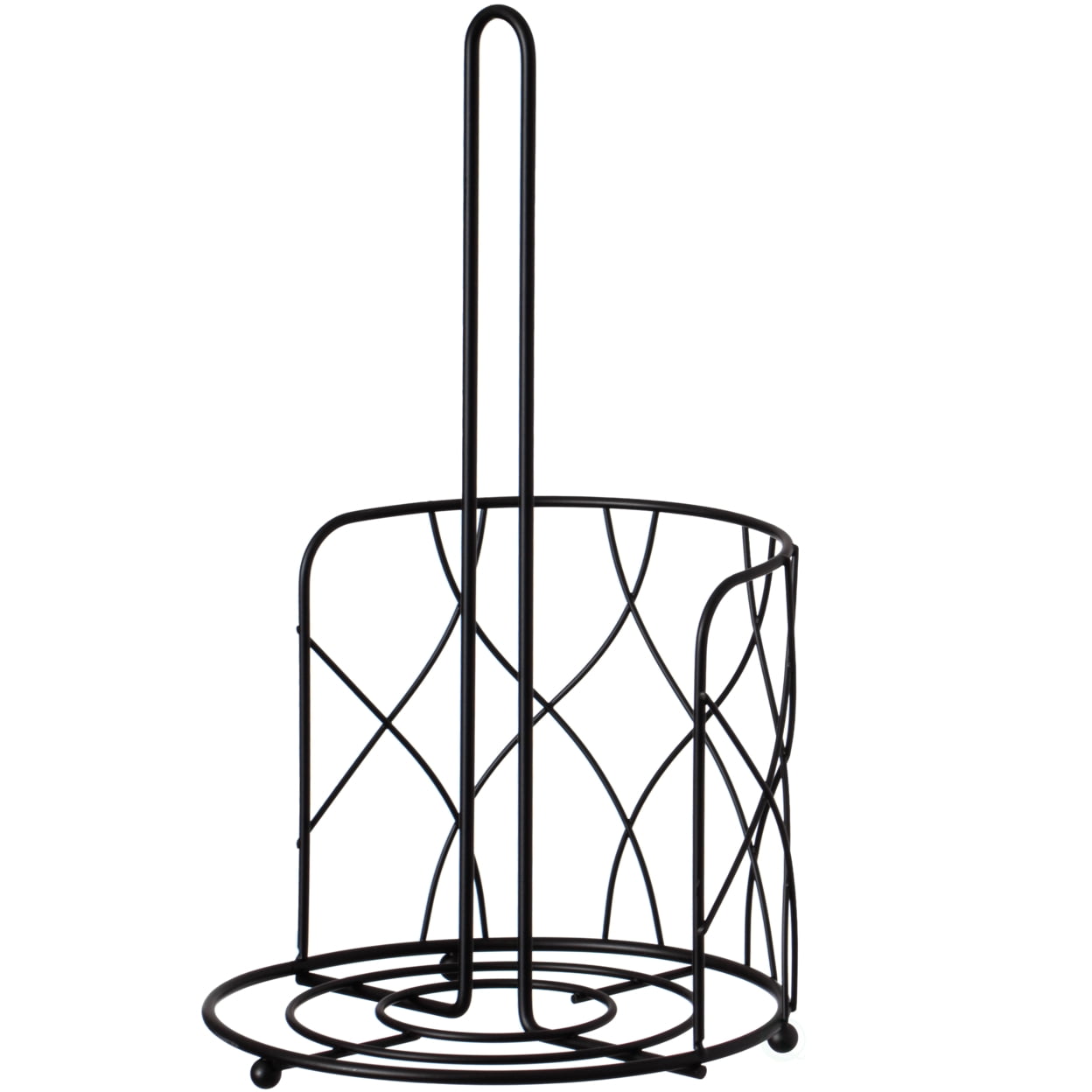 Freestanding Black Iron Paper Towel Holder Stand with Decorative Frame