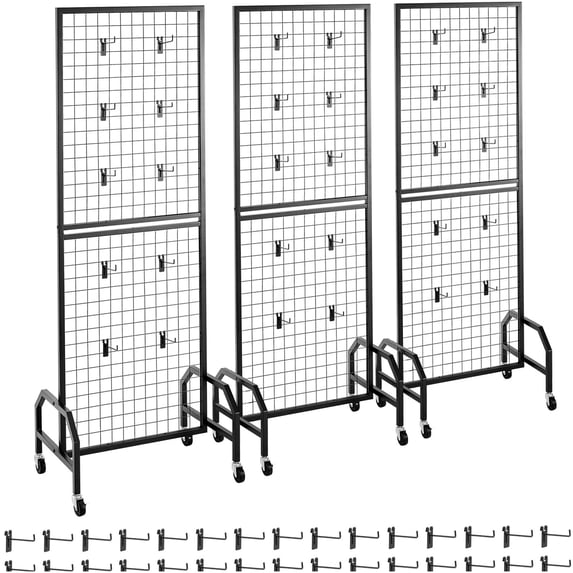 Wire Shingle Display Rack Freestanding Black Wire Grid Display Shelving Unit with 3 Panels ...