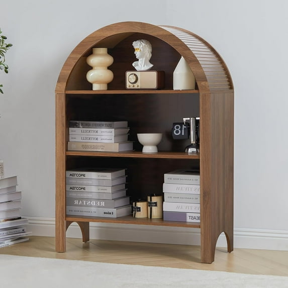 Freestanding Bookcase, Modern 3-Tier Open Bookshelf, Low Short Bookshelf with Adjustable Shelves, Storage Display Cabinet Organizer for Office, Living Room