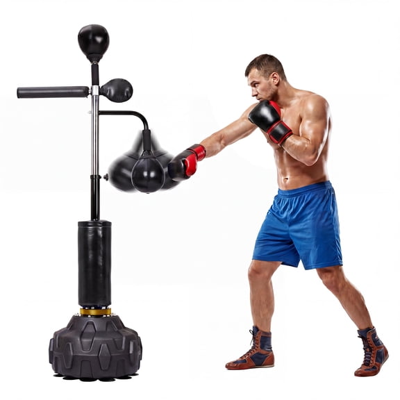 Freestanding Boxing Bar, Height Adjustable,Ideal for Adult MMA & Muay Thai, the Swivel Bar & 2 Speed Balls Help Improve Dodging Reflexes & Punch Accuracy