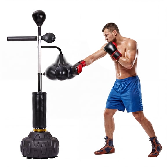 Freestanding Boxing Bar, Height Adjustable | Ideal for Adult MMA & Muay Thai, the Swivel Bar & 2 Speed Balls Help Improve Dodging Reflexes & Punch Accuracy