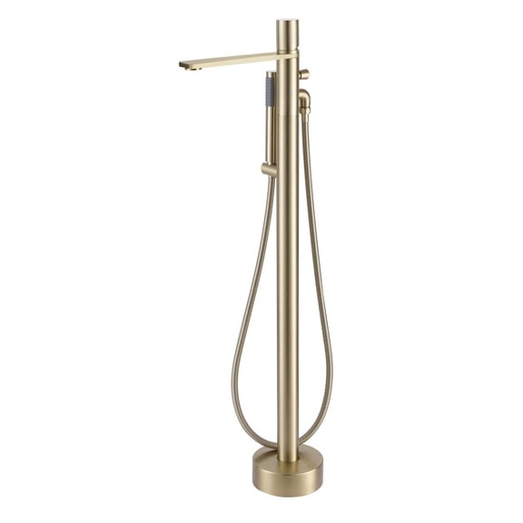 Freestanding Clawfoot Tub Faucet with Hand Shower, Floor Mount Copper Tub Filler