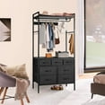 thumbnail image 1 of Freestanding Closet Organizer for Bedroom with Hooks, Clothes Garment Rack with 7 Drawers, Heavy Duty Clothes Shelf with Hanging Rod for Shoe Storage Wardrobe Clothes, 1 of 7