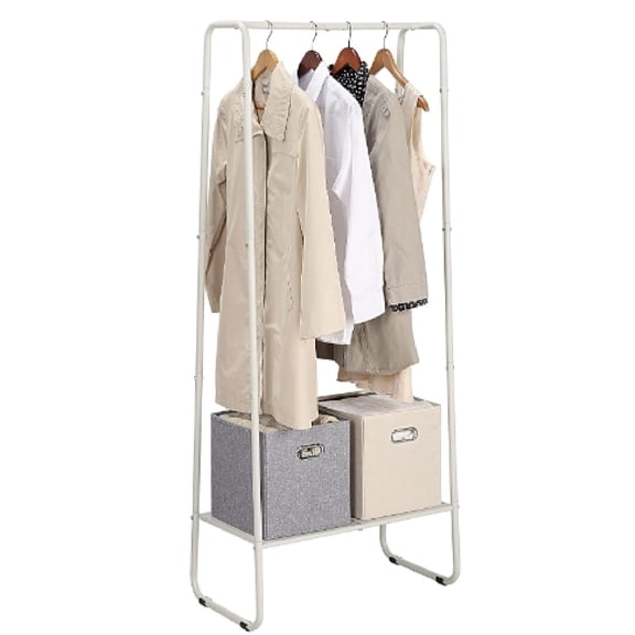 Freestanding Clothes Garment Rack, Organizer Closet (WHT)