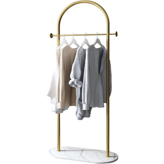 Freestanding Clothing Rack with Marble Base,Modern Arch Garment Rack for Small Spaces,Sturdy Metal Coat Rack,Clothes Racks for Clothes in Bedroom,Closet,Entryway,Boutique Display
