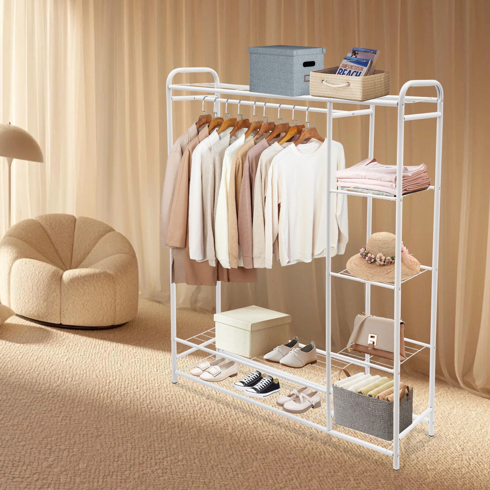 Freestanding Clothing Rack Wardrobe Closet Rack for Bedroom Closet ...