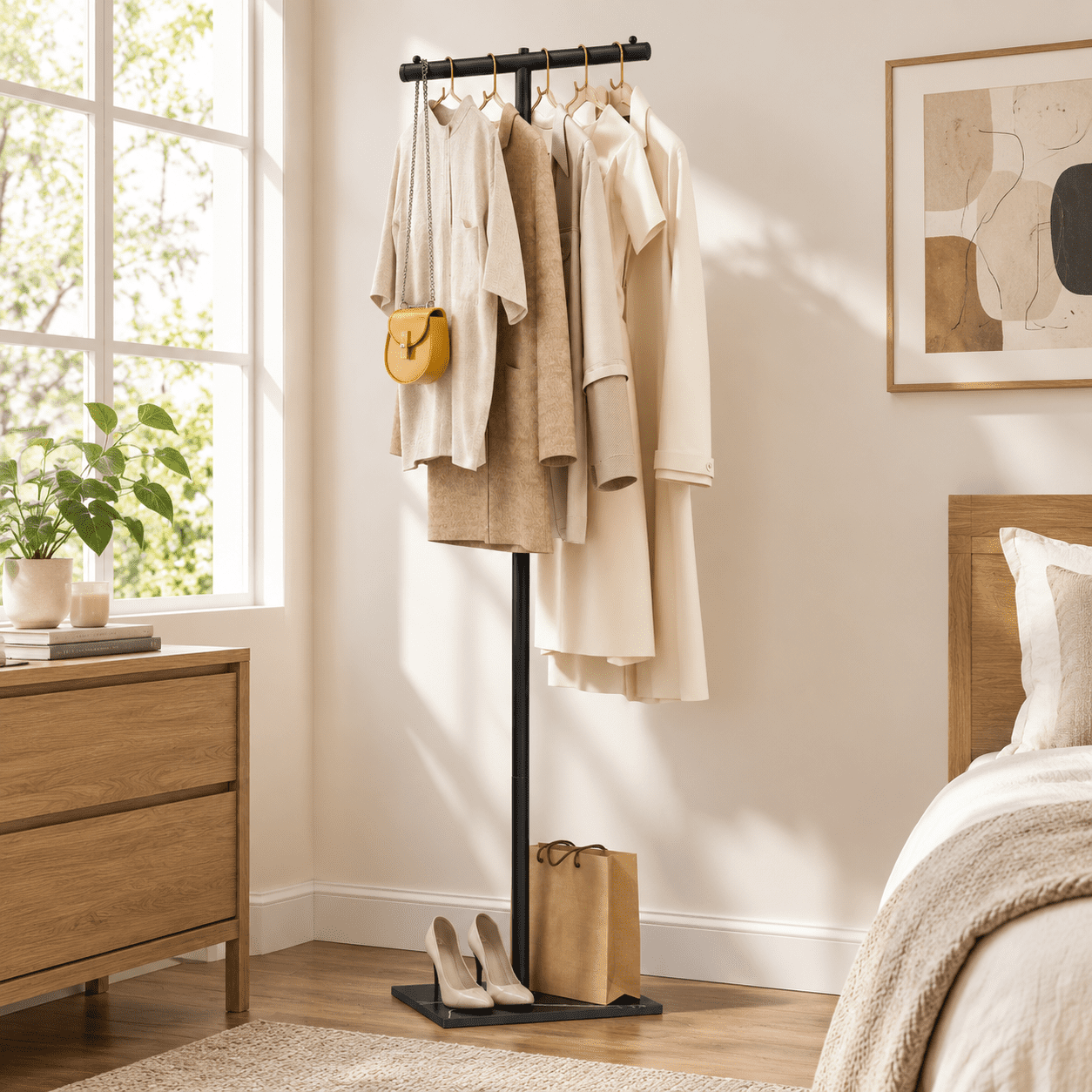 Freestanding Coat Rack 68.9 Inch High Small Clothes Stand Black ...
