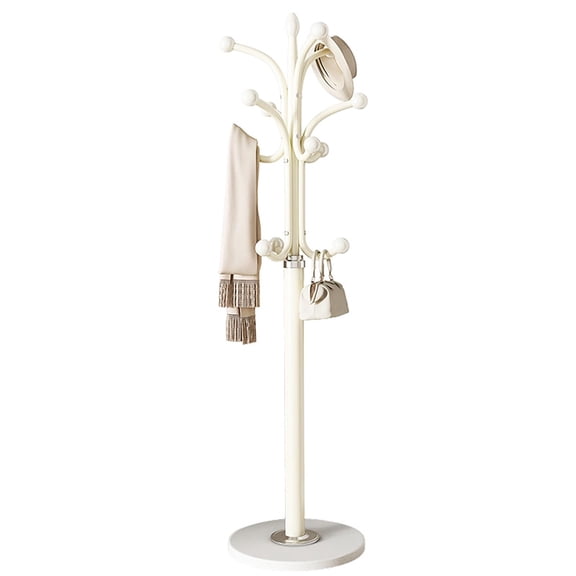 Freestanding Coat Rack With Marble Base, Bronze Finish, Modern Hall Tree