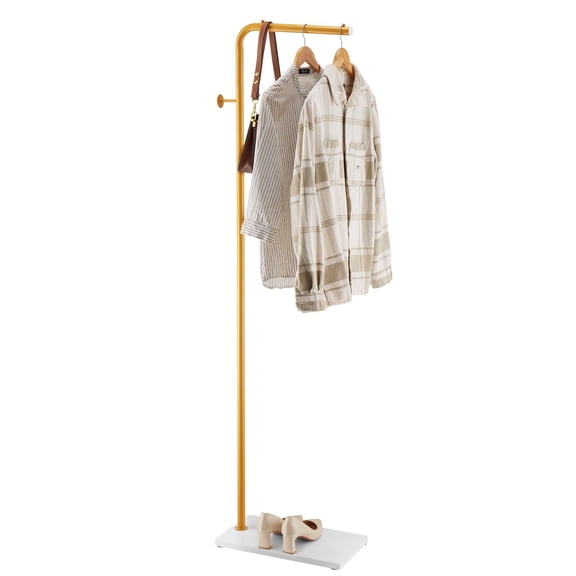 Freestanding Coat Rack with Quartz Base&3 Hooks,Modern Entryway Hall Tree for Coats,Hats,Bags in Bedroom,Living Room,Stylish Clothes Stand