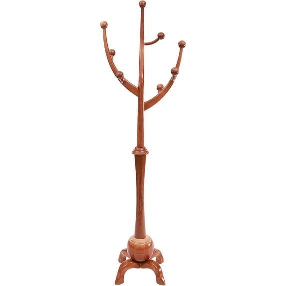 Freestanding Coat Racks Wood Coat Tree Stand with 8 Hooks Tree-shaped Wooden Clothes Rack for Entrance, Bedroom, Hallway Clothes Hanger Stand for Coats, Hats, Bags (70.87in, Teak Wood Color)