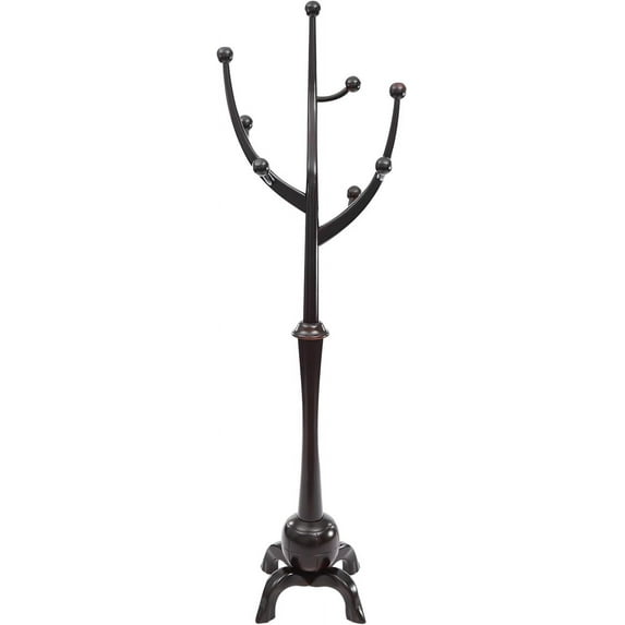 Freestanding Coat Racks Wood Coat Tree Stand with 8 Hooks Tree-shaped Wooden Clothes Rack for Entrance, Bedroom, Hallway Clothes Hanger Stand for Coats, Hats, Bags (70.87in, Black Red)