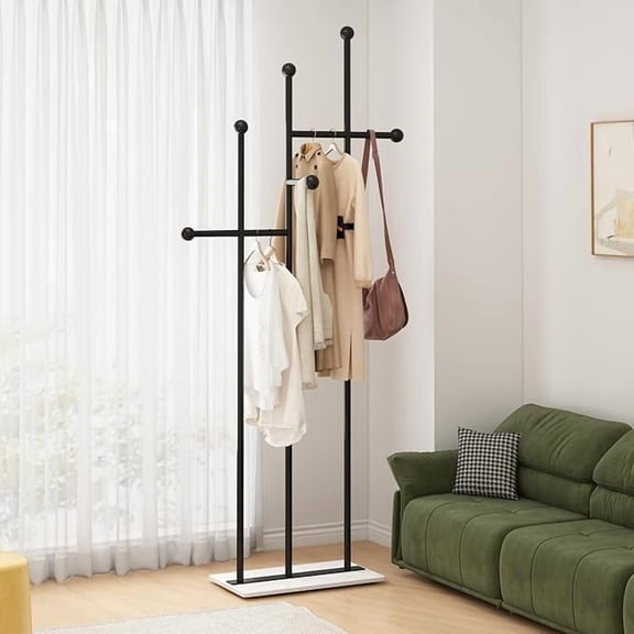 Freestanding Coat Racks with Marble Base Heavy Duty Clothes Rack Stand for Entryway, Bedroom, Living Room, Boutiques