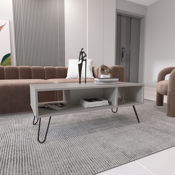 Freestanding Coffee Table with Open Shelves / Display in Modern Living