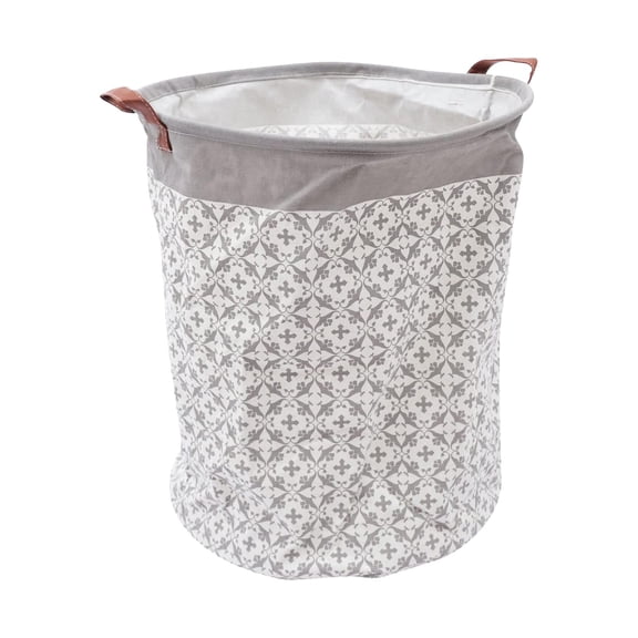 Freestanding Collapsible Laundry Basket with Handles, 62L Fabric Laundry Hamper with Waterproof PE Coating, Foldable Clothes Storage Basket for Bedroom Bathroom Laundry Room, Gray