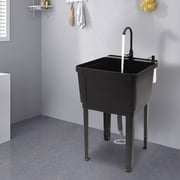 Freestanding Compact Utility Sink Laundry Tub with Swivel Faucet 19.7*19*33.1 inches
